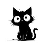 Decorative Image: Black and white drawing of a spooky cat